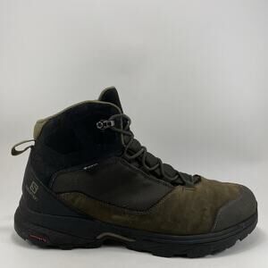 Salomon Outward Mid Hiking Boots Mens Size 12 Brown Leather GoreTex GTX Active